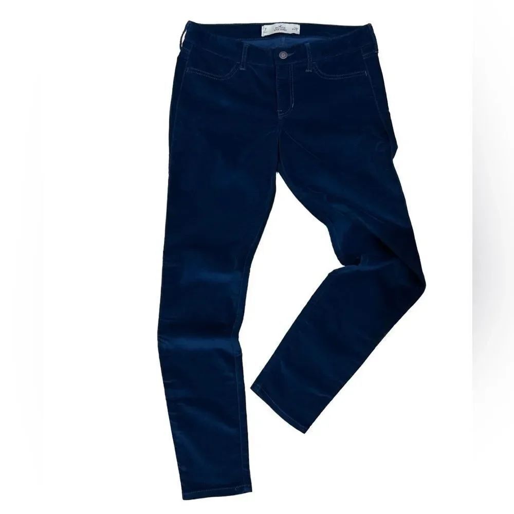 Hollister super skinny velvet pants blue size 7/28 - Picture 2 of 16